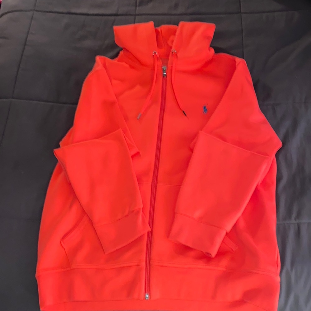 Men’s Large Polo poly/cotton zip up. EUC